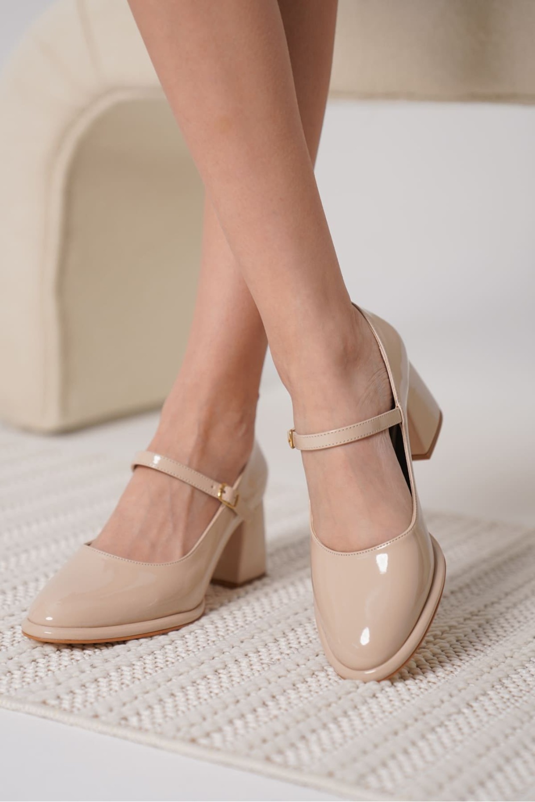 Nude Rugan Kadın Topuklu Ayakkabı TR18MS07B