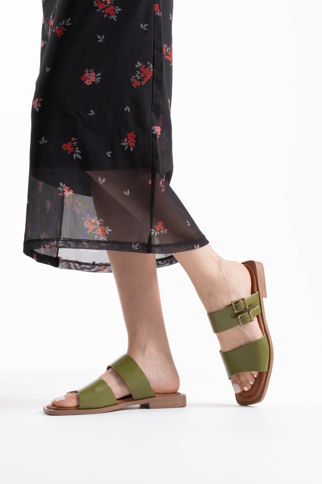 Haki Yeşili Hakiki Deri Terlik TR31MY33F