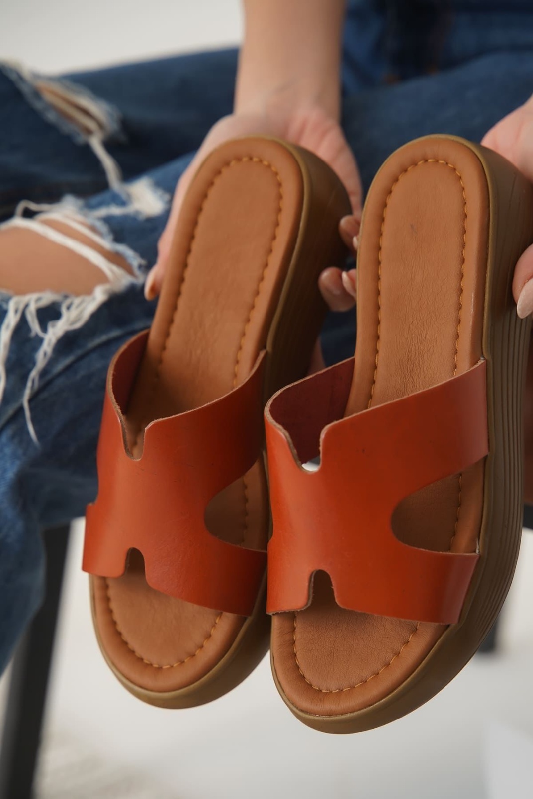 Kiremit Hakiki Deri Terlik TR31MY54F