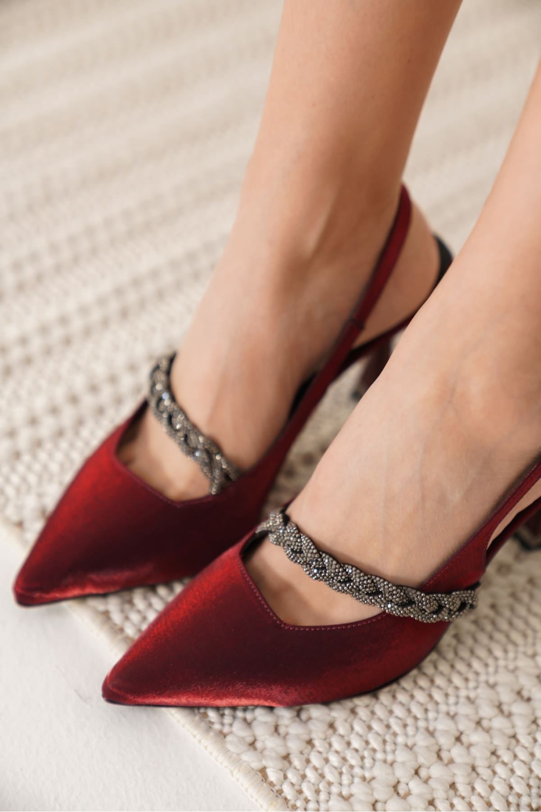 Kırmızı Kadın Topuklu Ayakkabı TR08MS36D