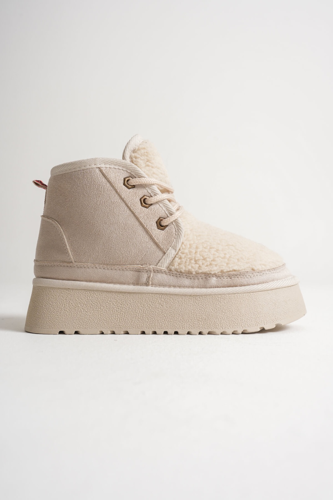 Kadın Kürklü Bej Kışlık Kalın Tabanlı Bot TR04MK03B