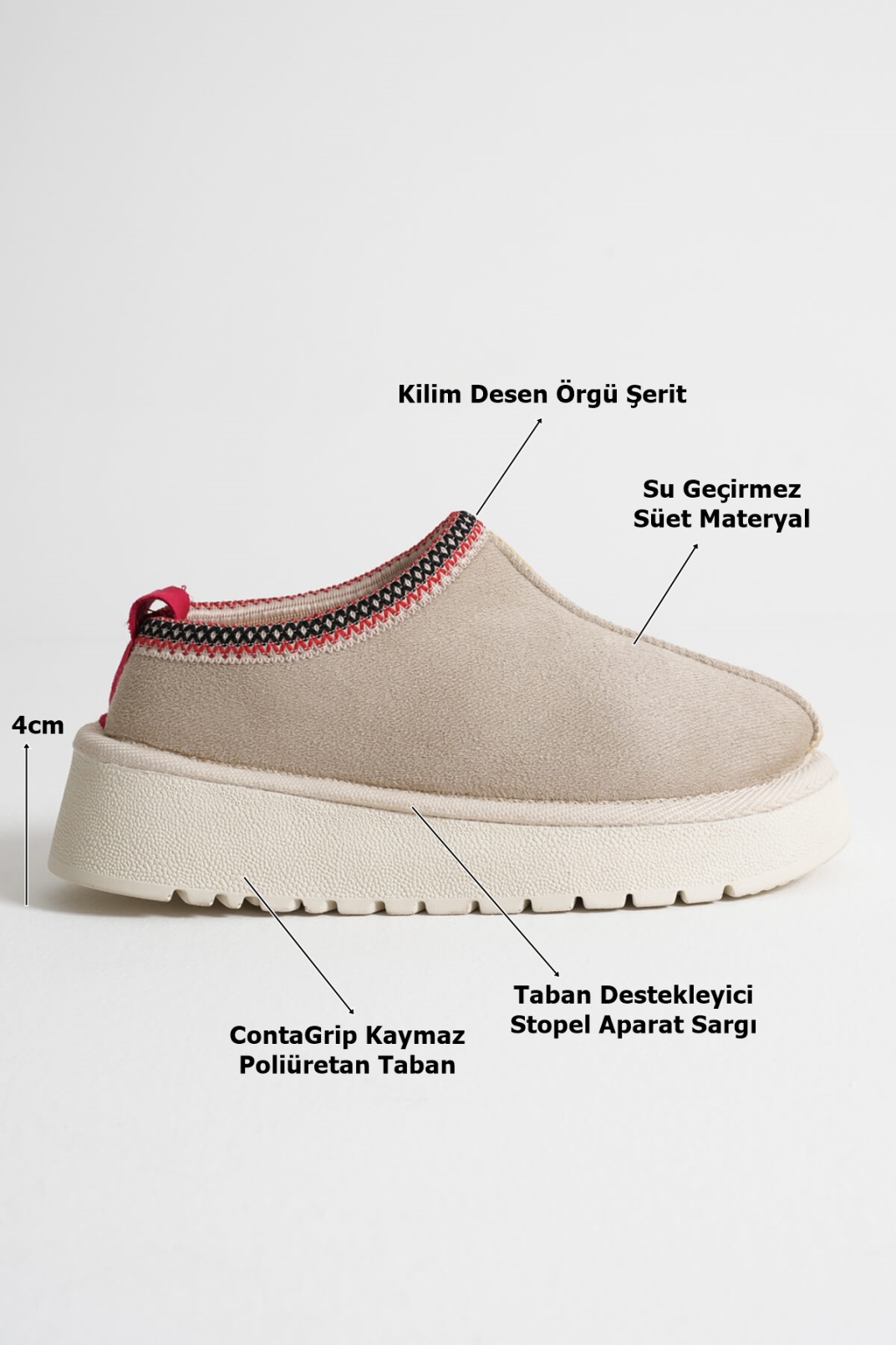 Kadın Bej Kışlık Kürklü Terlik TR14MK01B