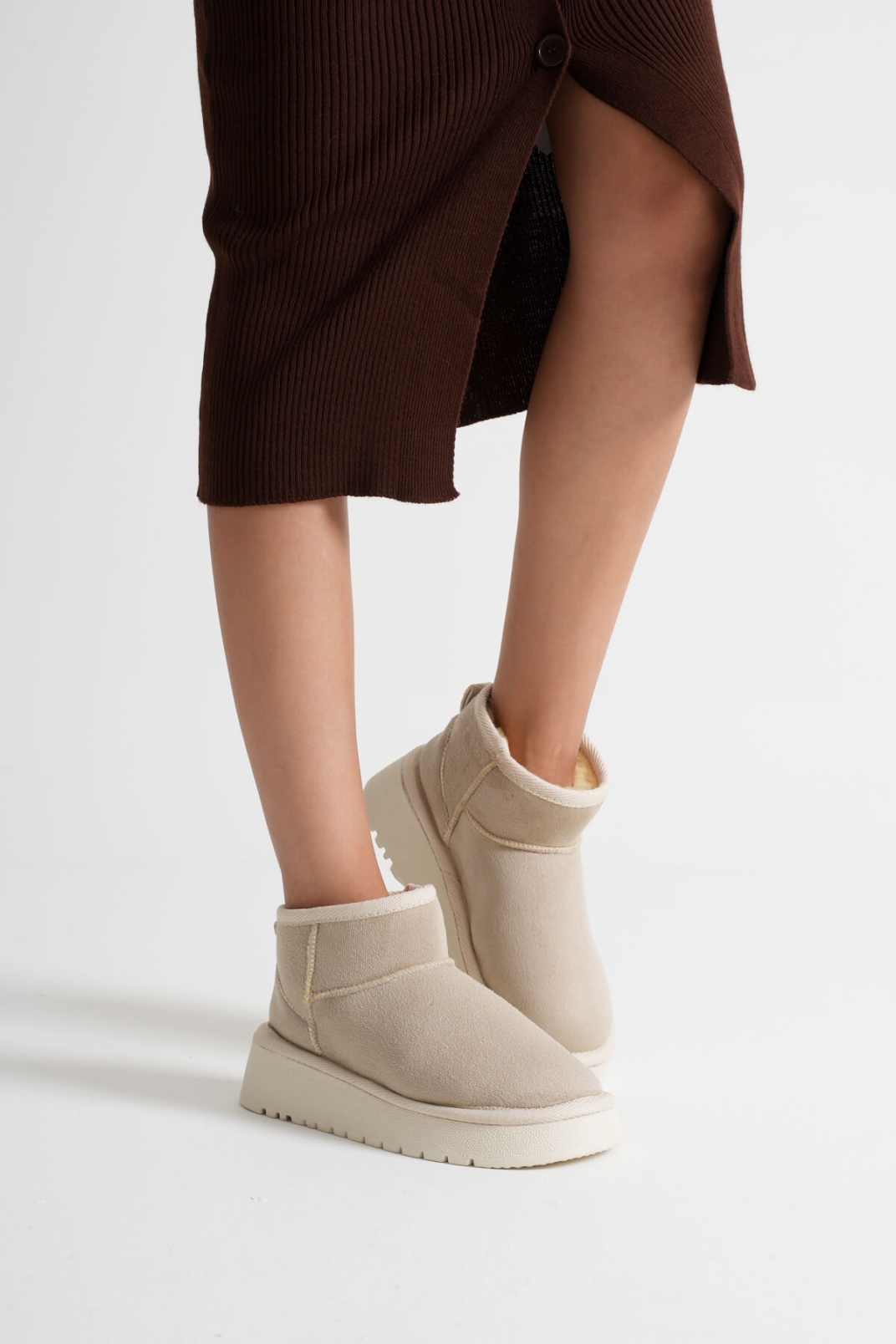 Kadın Bej Kışlık Kürklü Bot TR14MK03B