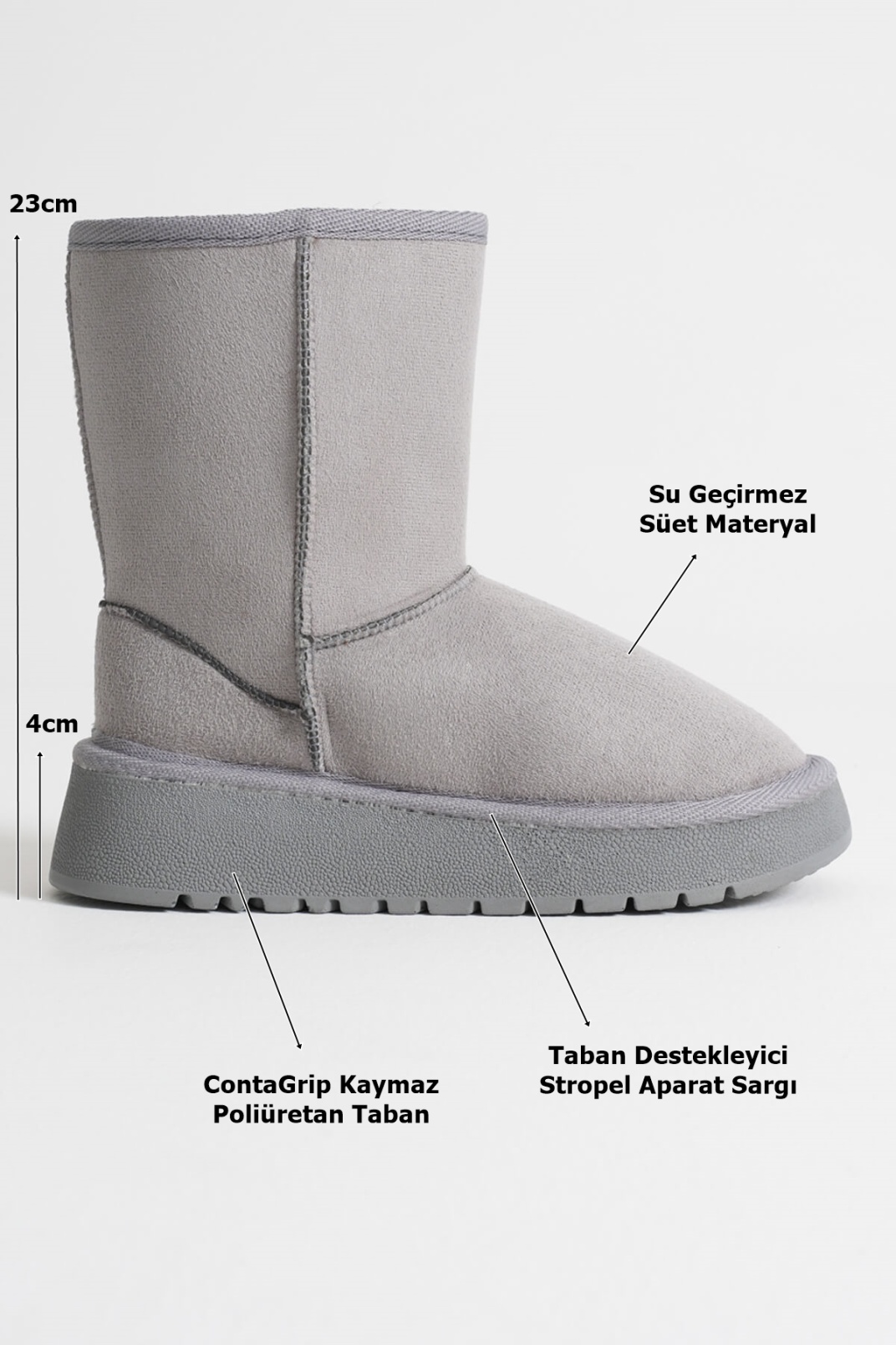 Kadın Gri Kışlık Kürklü Bot TR14MK04D