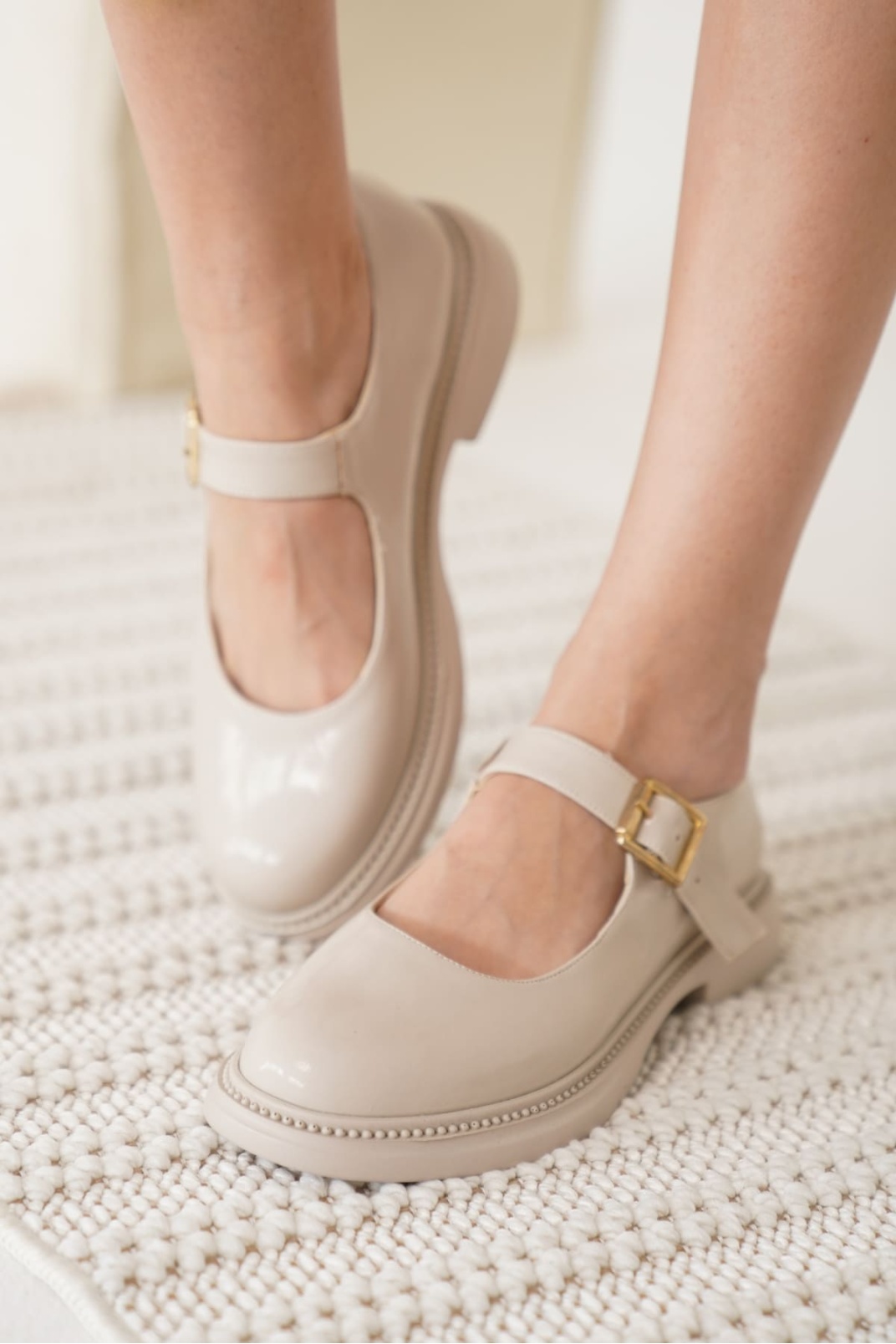 Bej Rugan Toka Detaylı Mary Jane Ayakkabı TR09MS01B