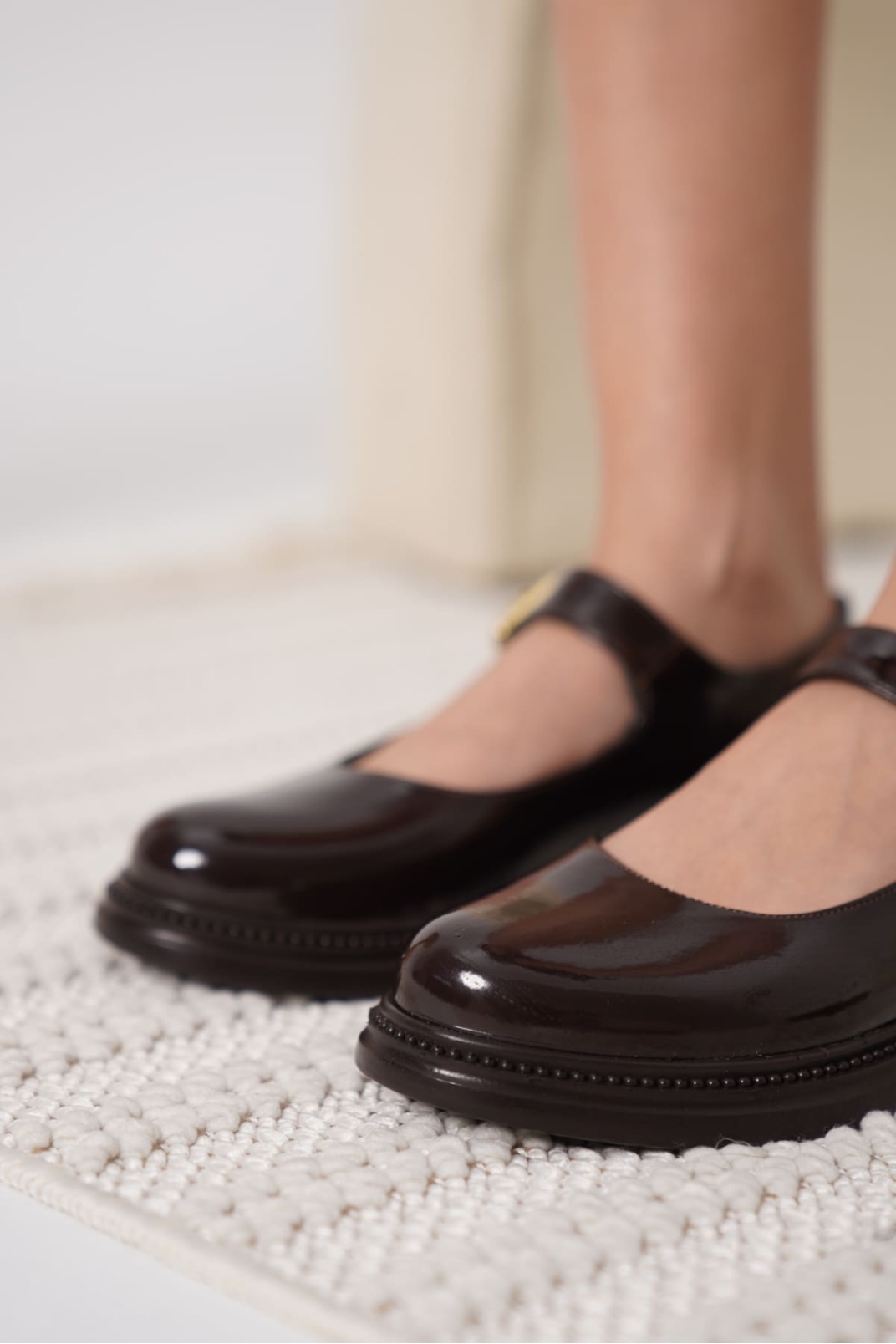 Acı Kahve Rugan Mary Jane Ayakkabı TR09MS01C