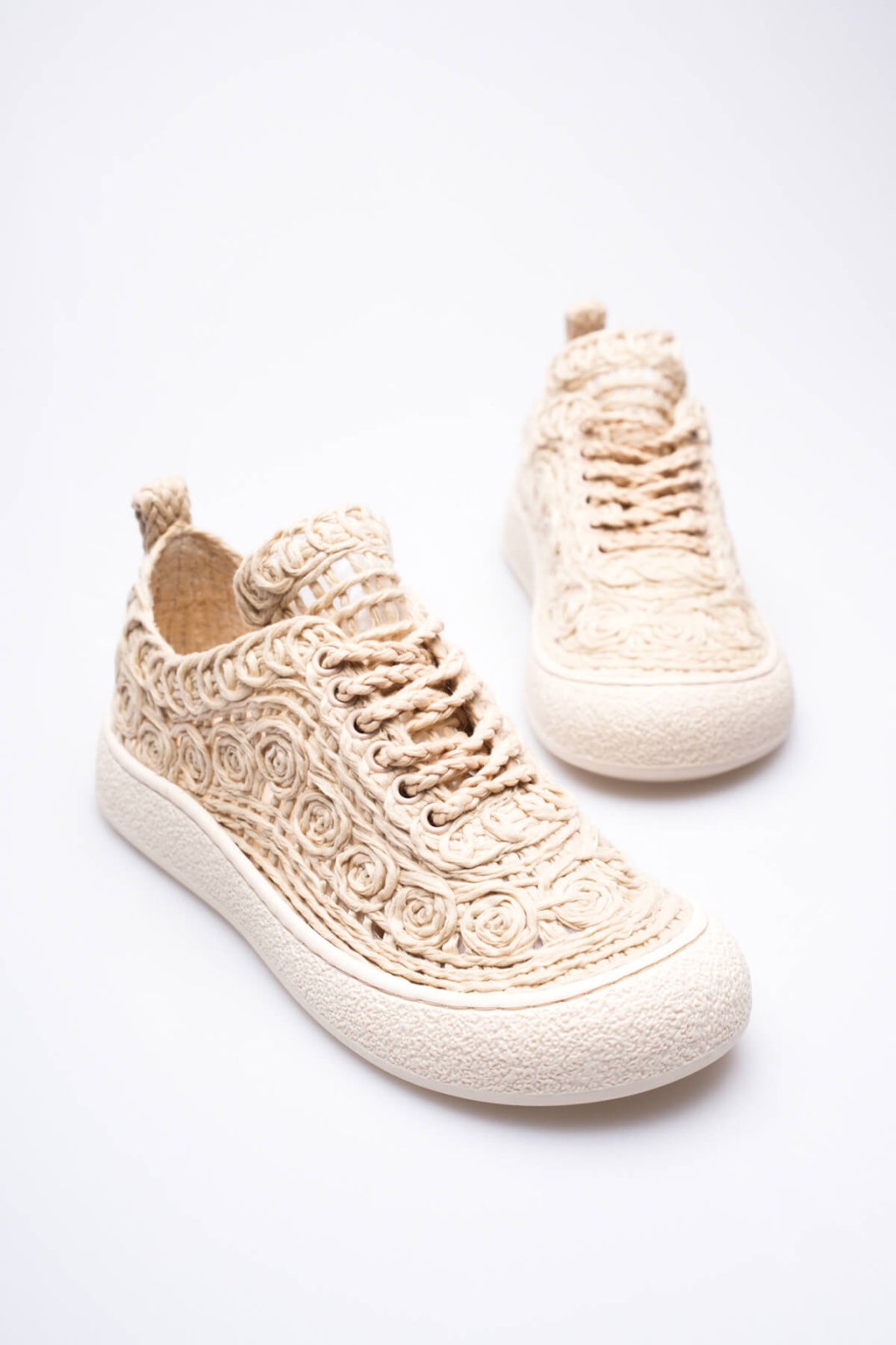 Kadın Bej Örgü Detaylı Günlük Sneaker Rahat ve Hafif Spor Ayakkabı TR01MY01C