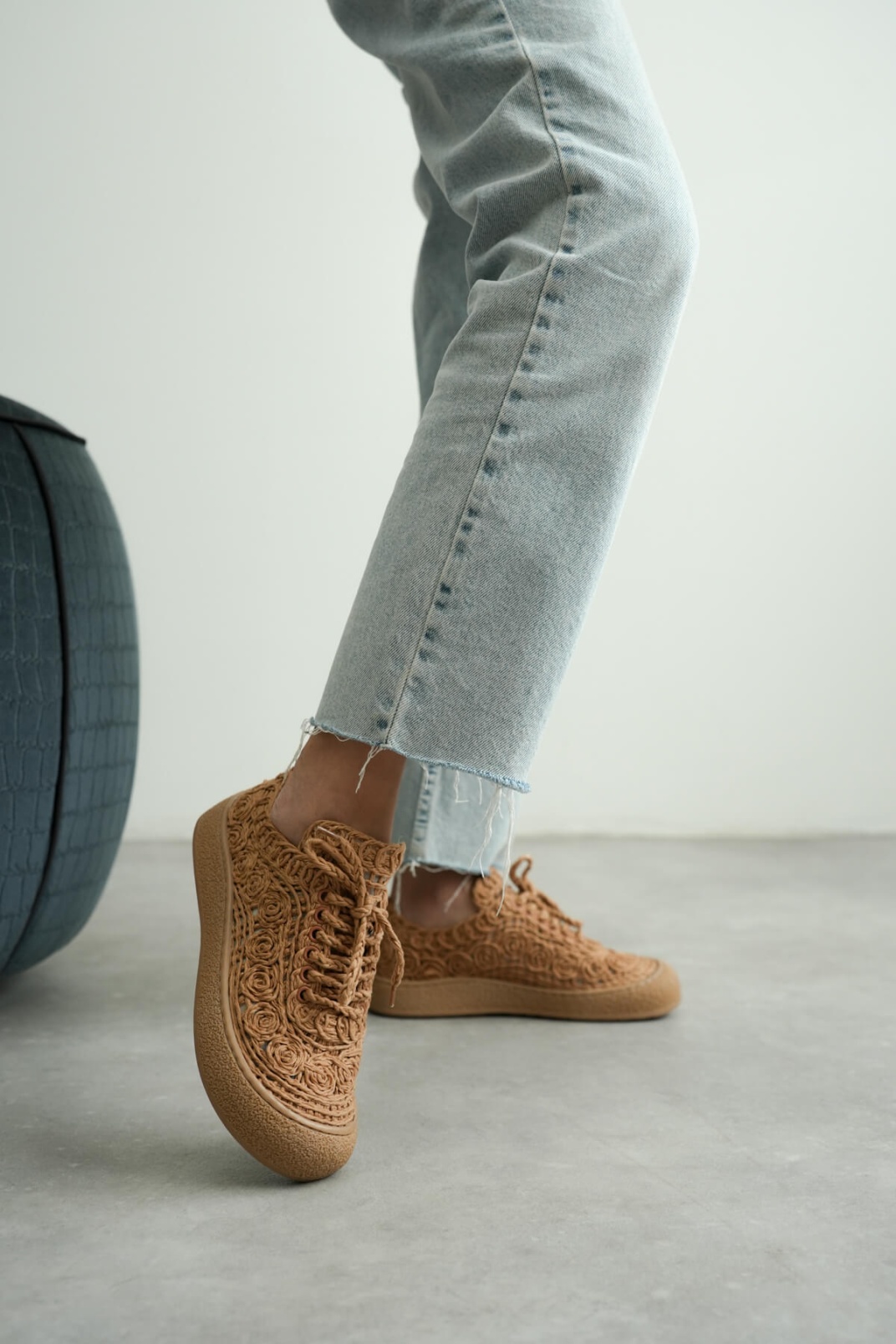 Kadın Taba Örgü Detaylı Günlük Sneaker Rahat ve Hafif Spor Ayakkabı TR01MY01D