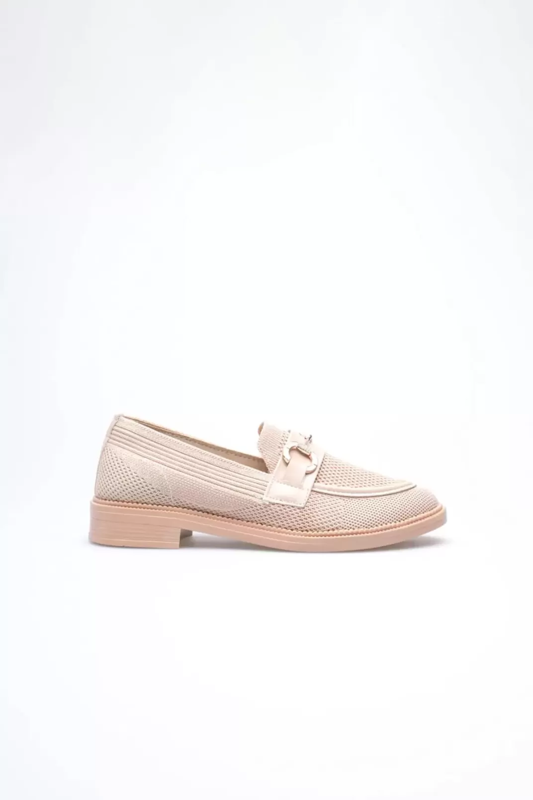 Bej Kadın Loafer Metal Tokalı Rahat Günlük Ayakkabı TR30MS02B