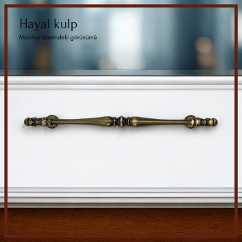 Hayal Mobilya Kulp | Antik Sarı Renk, 160 mm Vida Aralığı | Lüks ve Şık Tasarım