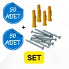 ROKET DÜBEL 8MM-5X70 SUNTA VİDASI SET (50 ADET)