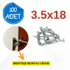3.5x18 Sunta Vidası | Menteşe Montajı ve Ahşap İşler İçin | 100lü Paket