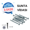 3.5x20 Sunta Vidası 100lük Paket | Kalın Malzemeler İçin