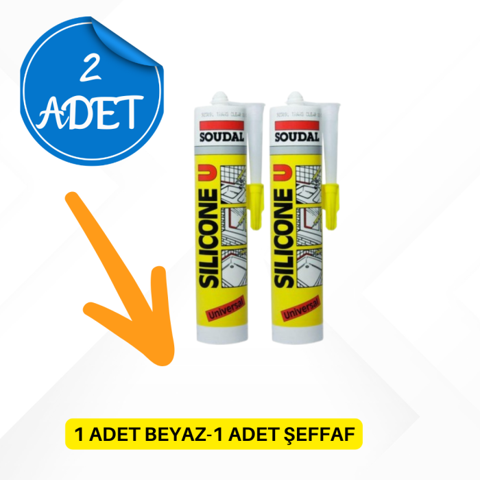 Soudal Şeffaf ve Beyaz Silikon Set - 280 Gram, Profesyonel ve Ev Kullanımı İçin İdeal