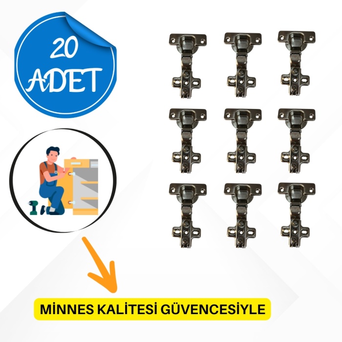 Minnes Süperdeve Menteşe | 20li Paket | Geniş Açılı Kapaklar İçin Yüksek Kalite