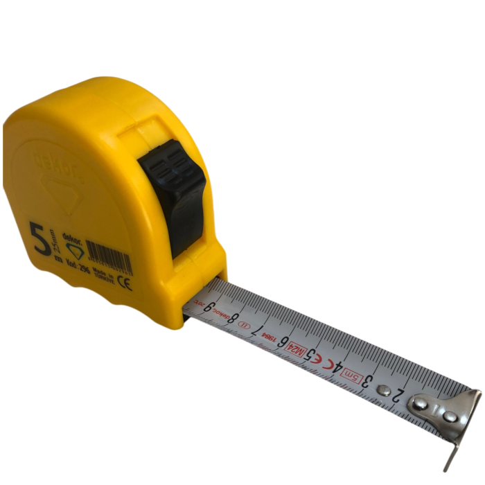 Dekor 5 Metre Çelik Şerit Metre | 25 mm Genişlik | Dayanıklı ve Hassas Ölçüm