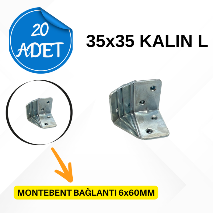 L Demir 35x35 Mobilya Köşe Demiri | Dayanıklı ve Pratik Mobilya Destek Çözümü