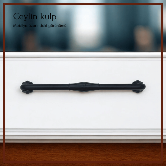 Ceylin Dolap Kulp | Siyah Renk, 160 mm Vida Aralığı | Modern ve Minimalist Tasarım