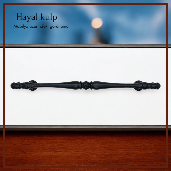 Hayal Mobilya Kulp | Siyah Renk, 160 mm Vida Aralığı | Modern ve Minimalist Tasarım