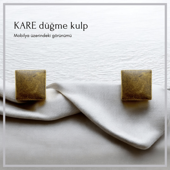 Kare Düğme Kulp | Antik Sarı Renk | Tek Vida Montajlı Şık ve Pratik Tasarım