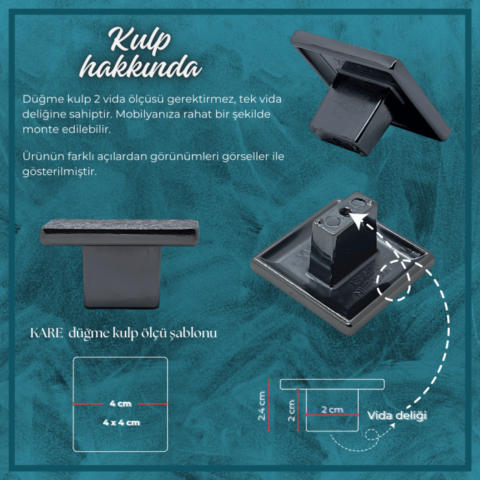 Gölge Mobilya Kulp | Füme Renk | Tek Vida Montajlı Şık ve Pratik Tasarım