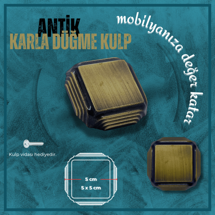 Karla Mobilya Kulp | Antik Sarı Renk | Tek Vida Montajlı Lüks ve Şık Tasarım