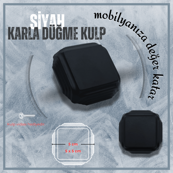 Karla Mobilya Kulp | Siyah Renk | Tek Vida Montajlı Minimalist ve Şık Tasarım