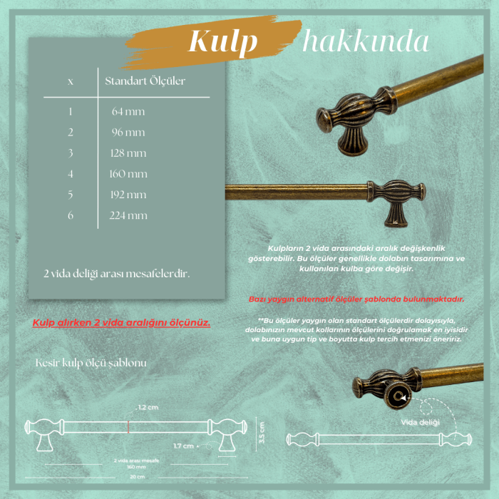 Kesir Mobilya Kulp | Antik Sarı Renk, 160 mm Vida Aralığı | Lüks ve Şık Tasarım