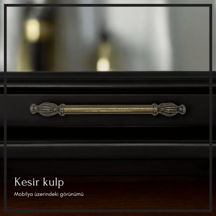 Kesir Mobilya Kulp | Antik Sarı Renk, 160 mm Vida Aralığı | Lüks ve Şık Tasarım
