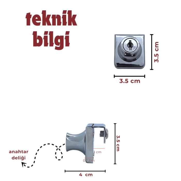 Canex Tekli Tip Kare Cam Kilidi | Pratik ve Güvenli Cam Kilidi Çözümü