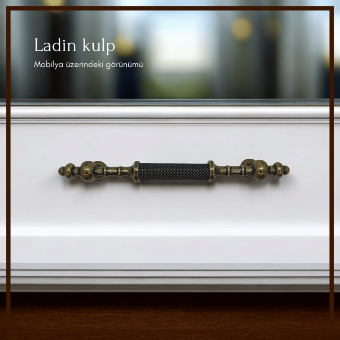 Ladin Mobilya Kulp | Antik Sarı Renk, 128 mm Vida Aralığı | Lüks ve Şık Tasarım
