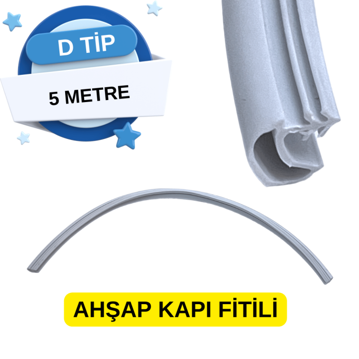 Has Marka Kapı Fitili D Tip 5 Metre | Dayanıklı ve Esnek | Kapı ve Pencere Yalıtımı İçin İdeal
