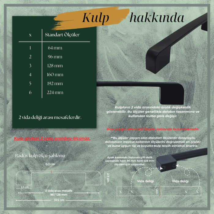 MOBİLYA KULP BAYRAKTAR GÖLCÜK 96/128 MM SİYAH