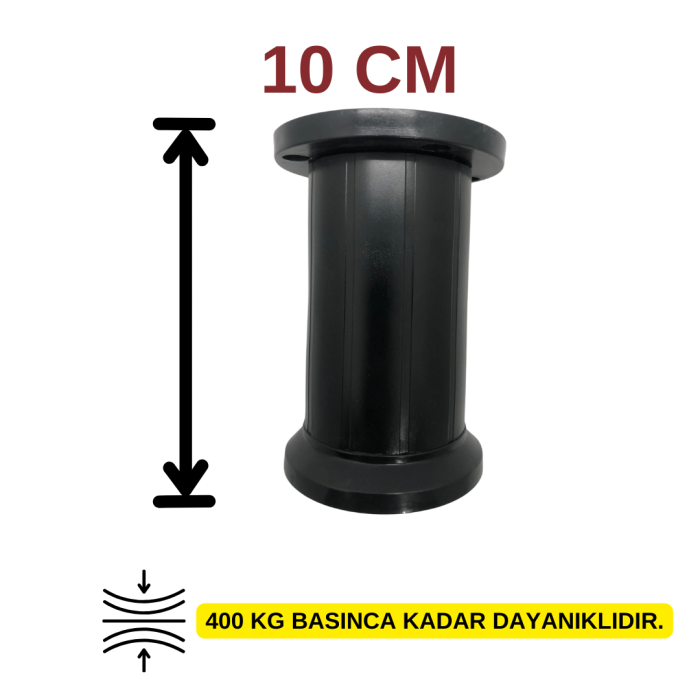 Liz Siyah 10 cm Mobilya Ayağı|4 Adet - Orijinal Plastik, Şık ve Modern