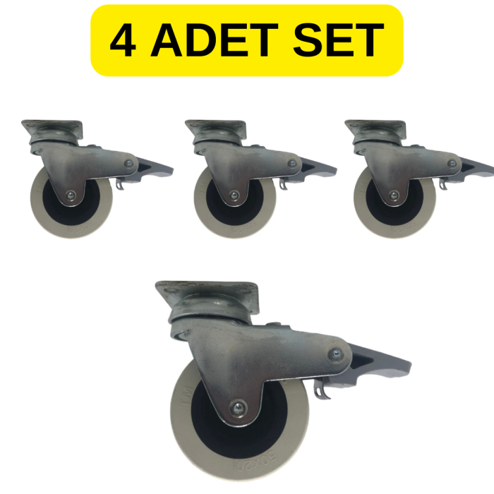 50x20 Frenli Mobilya Tekerlek - Tablalı, Dayanıklı ve Pratik