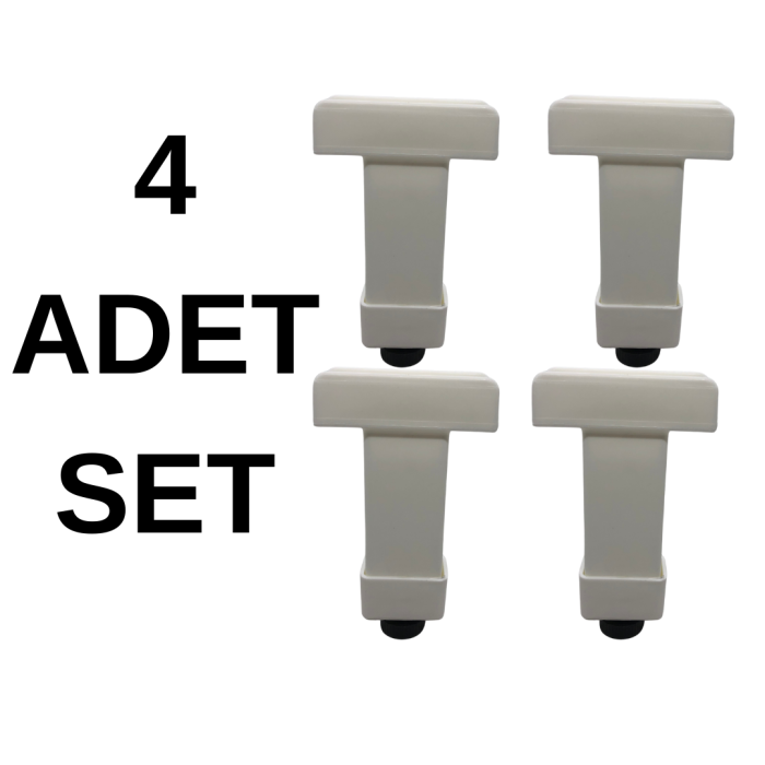U Geçme Ayak - Beyaz, 10 cm, 18 mm Sunta & MDF Uyumlu - 4lü Set