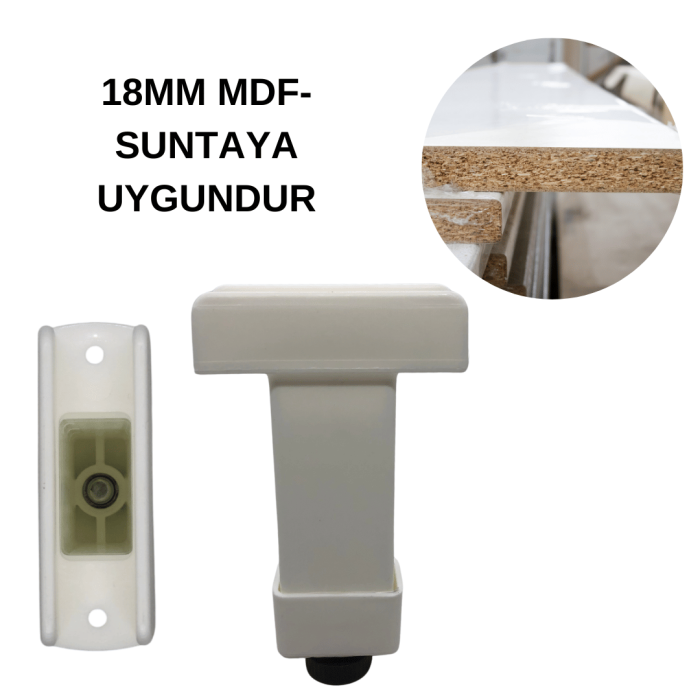 U Geçme Ayak - Beyaz, 10 cm, 18 mm Sunta & MDF Uyumlu - 4lü Set