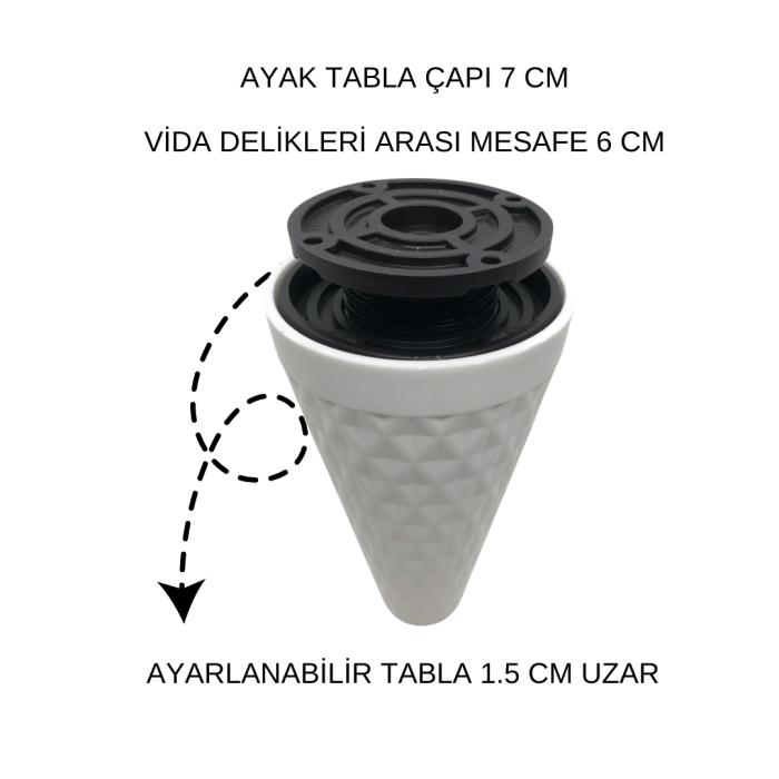 Mercan Beyaz Mobilya Ayağı - 4lü Paket, 14 Cm Şık ve Dayanıklı