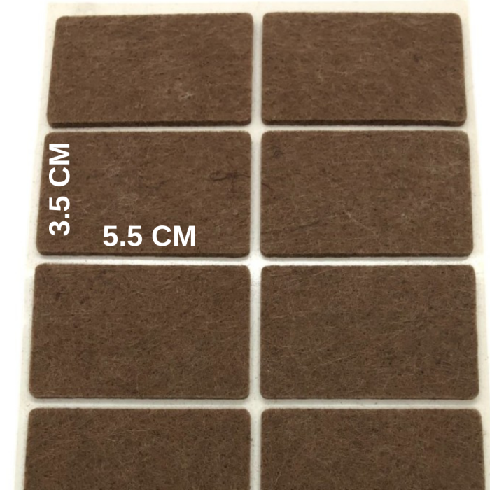 Yapışkan Keçe - 35mmx55mm, Kahverengi, 12li Paket, Masa ve Sandalye Koruyucu