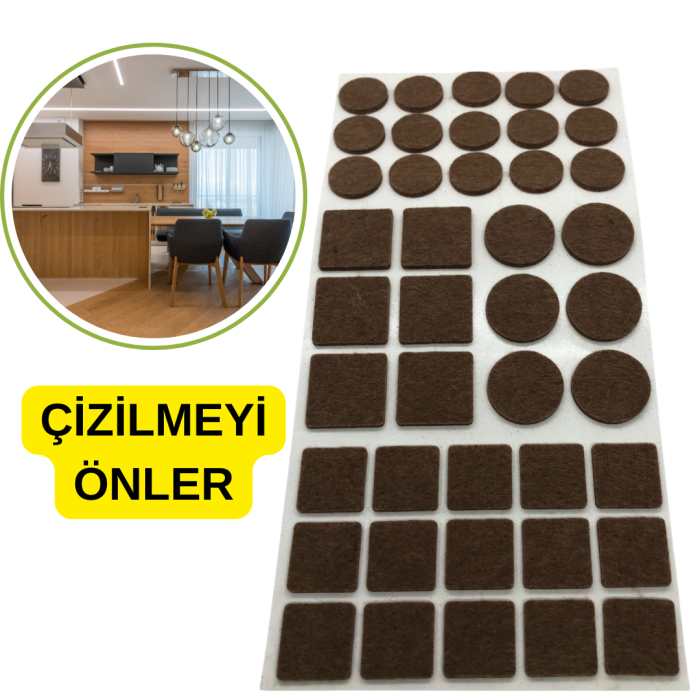Karışık Boyutlu Yapışkan Keçe - 42li Paket, Mobilya Koruyucu