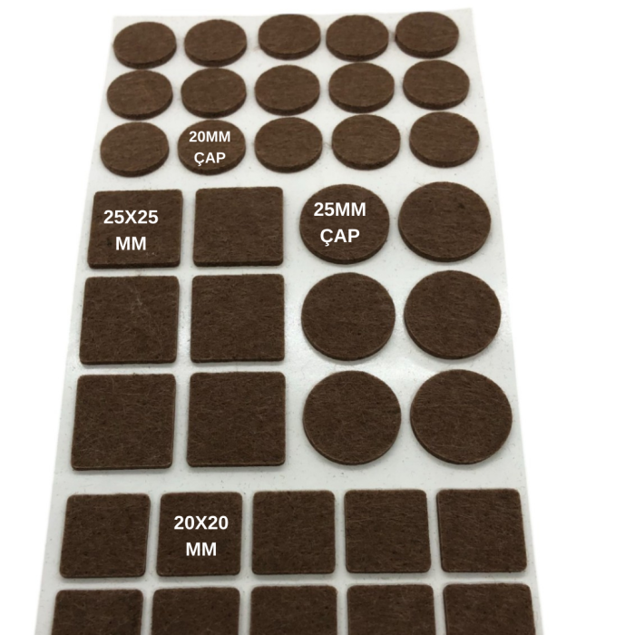Karışık Boyutlu Yapışkan Keçe - 42li Paket, Mobilya Koruyucu