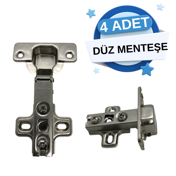 Minnes Düz Dolap Menteşesi - 4lü Set | Dayanıklı & Şık Tasarım