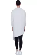 Yüksek Yaka Asimetrik Diyagonal Sweatshirt