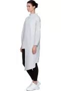 Yüksek Yaka Asimetrik Diyagonal Sweatshirt