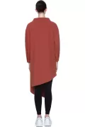Yüksek Yaka Asimetrik Diyagonal Sweatshirt