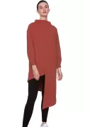 Yüksek Yaka Asimetrik Diyagonal Sweatshirt
