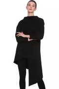 Yüksek Yaka Asimetrik Diyagonal Sweatshirt