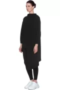 Yüksek Yaka Asimetrik Diyagonal Sweatshirt