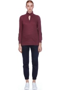 Long-Sleeved Top With Buttoned High-Neck