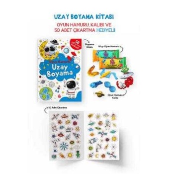 Uzay Boyama Kitabı - Oyun Hamuru, Oyuncak ve Çıkartma Hediyeli